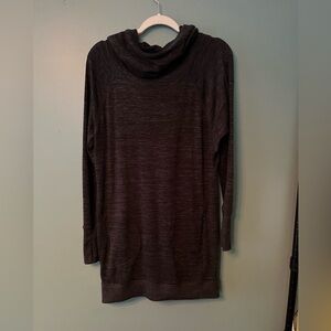 Athleta Dark Grey Heathered Cowl Neck Sweater with Elegant Draping